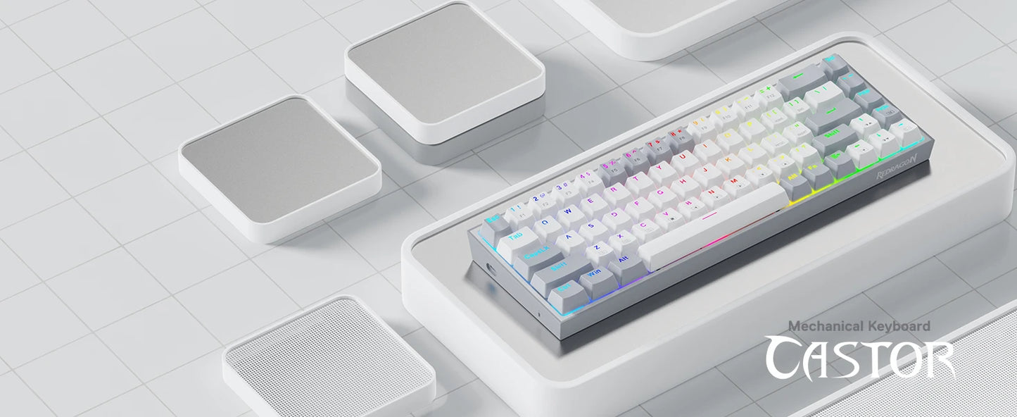 Gaming-Tastatur 2025: Redragon K631 Gery 65% Wired RGB - 68 Keys Hot-Swappable Compact Collection
