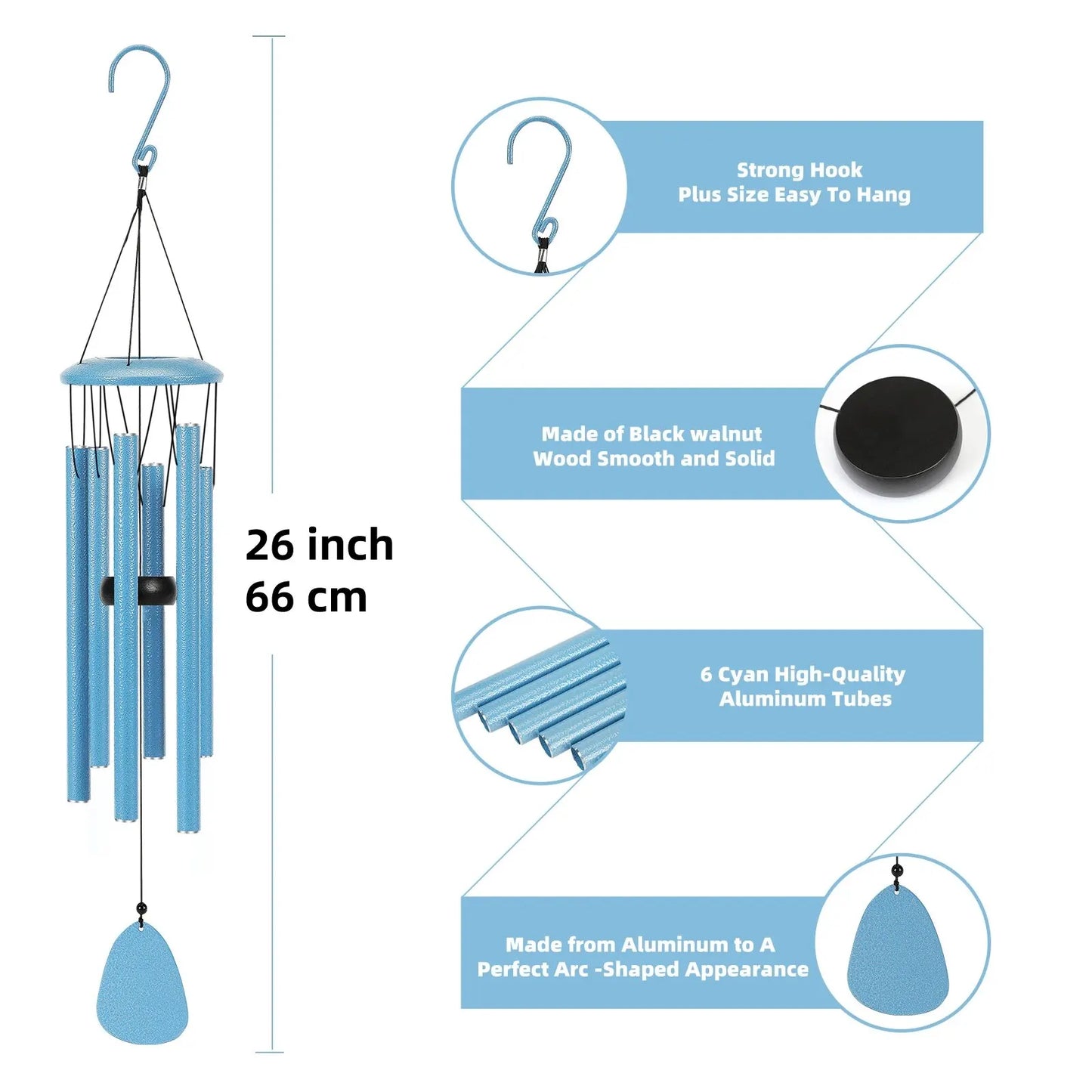 WindArt 26 Zoll Windspiel Außenklang - Aluminium 66 Cm