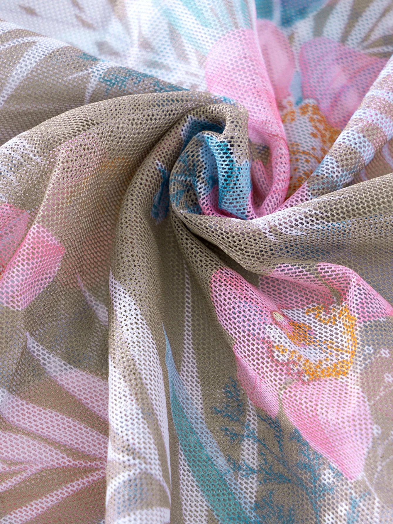 Sommer Print Schwimmanzüge: ASKATE Verbesserte Unterstützung Wire-Free Support Nylon Spandex - Dreiteilig High Waist Strand Wear Floraler Print