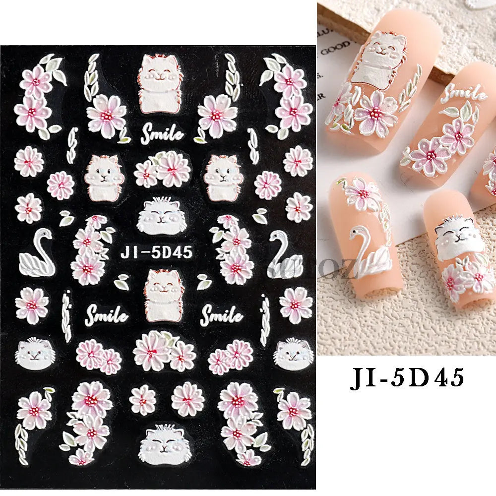 GL5D-K256 5D Sonnenblumen Nagelsticker - Herbstdesign Prägung