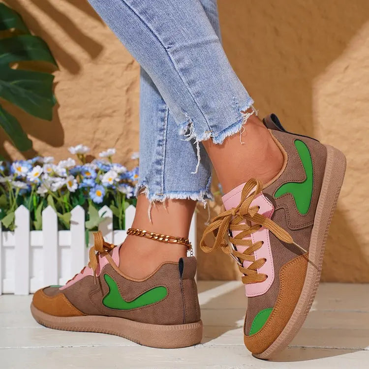 Sneakers Women Fashion Platform Casual Single Shoes Breathable Flat Bottom Lace Up Lightweight Sneakers Shoes Zapatos De Mujer