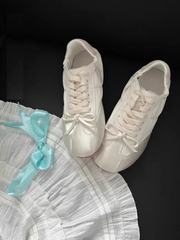 Ballett Tanz Schleife Ballett Flache Schuhe 2025 - Casual Schleifenknoten Flacher Boden Tanz Schuhe - Weiche Flats Kleine Weiße Schuhe Frauen Mädchen