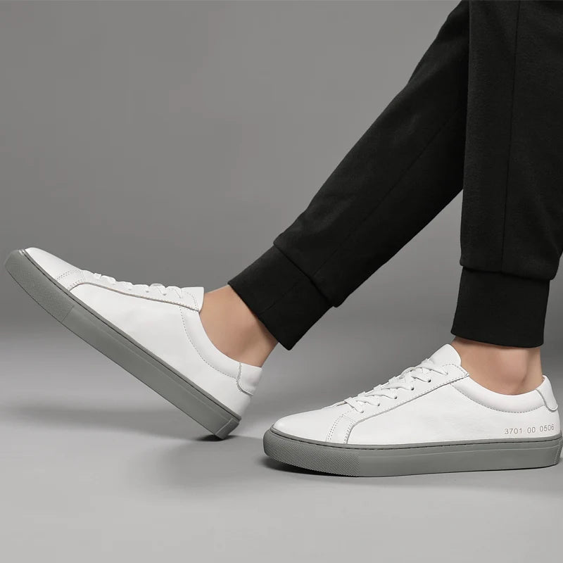 Mens Sneakers Genuine Leather Casual Outdoor Shoes Non-Slip Breathable Luxury Brand Footwear Top Quality Handmade White Shoe Men