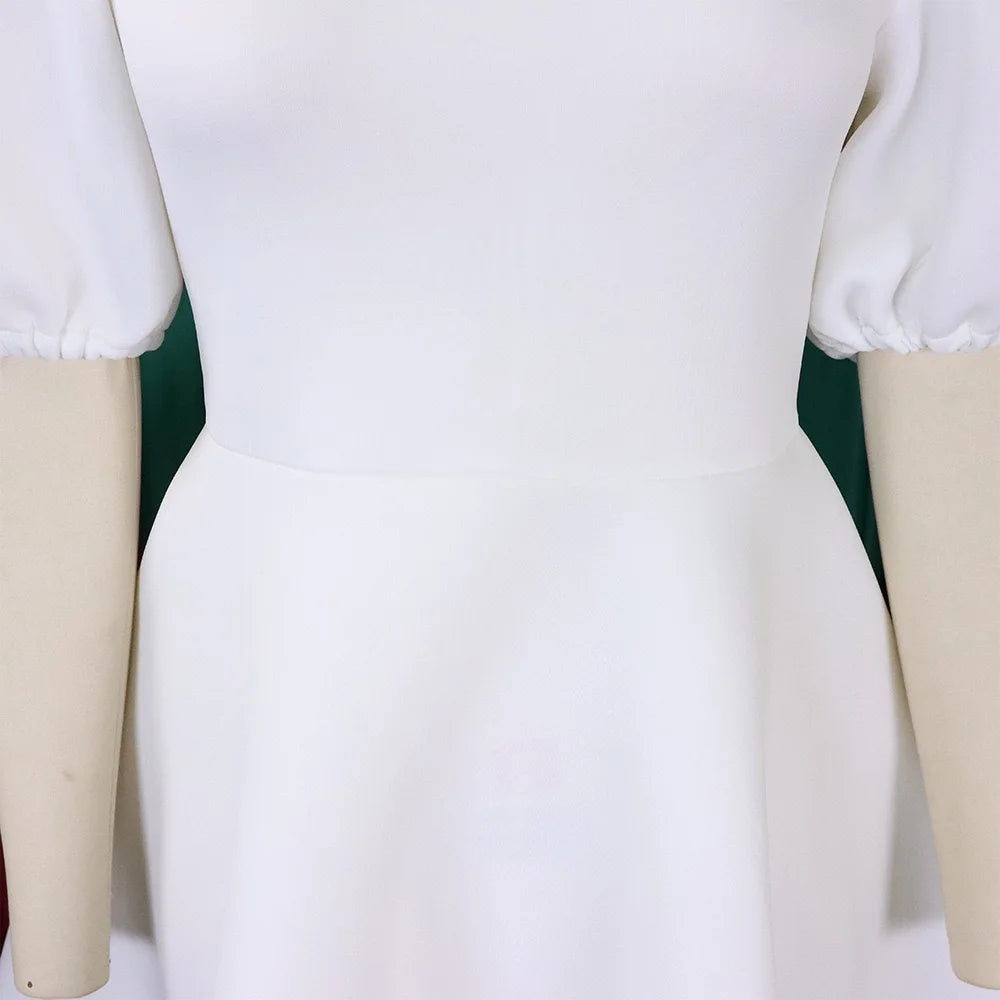 Elegante Kleider Für Frauen 2024 O-Ausschnitt Kurze Ärmel Hohe Taille Plissiert Midi Luxus Weiblich Geburtstag Party Dinner Vestidos