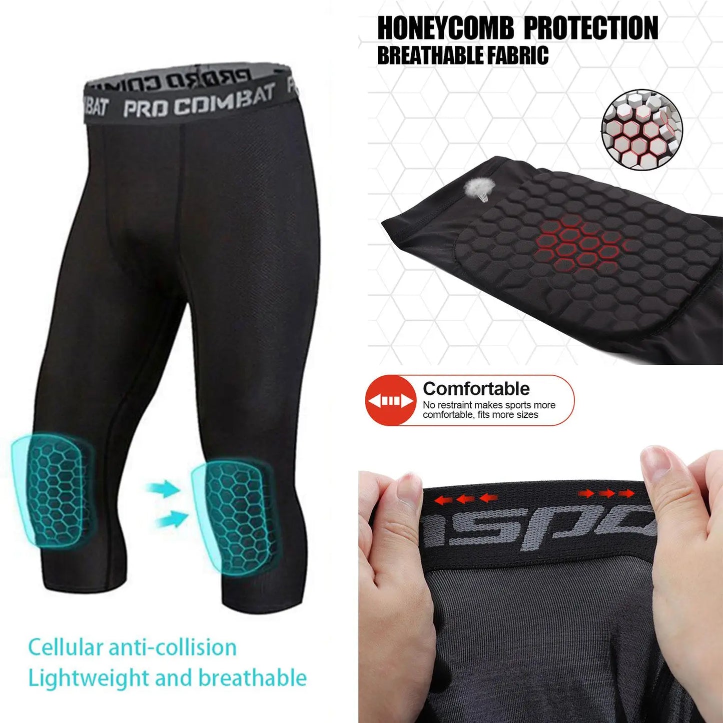 Sporthose 2025: Knee Protection Sports Pants Athletic Basketball - Knee Hex Pads Pants Sports Protective Gear Leggings Collection
