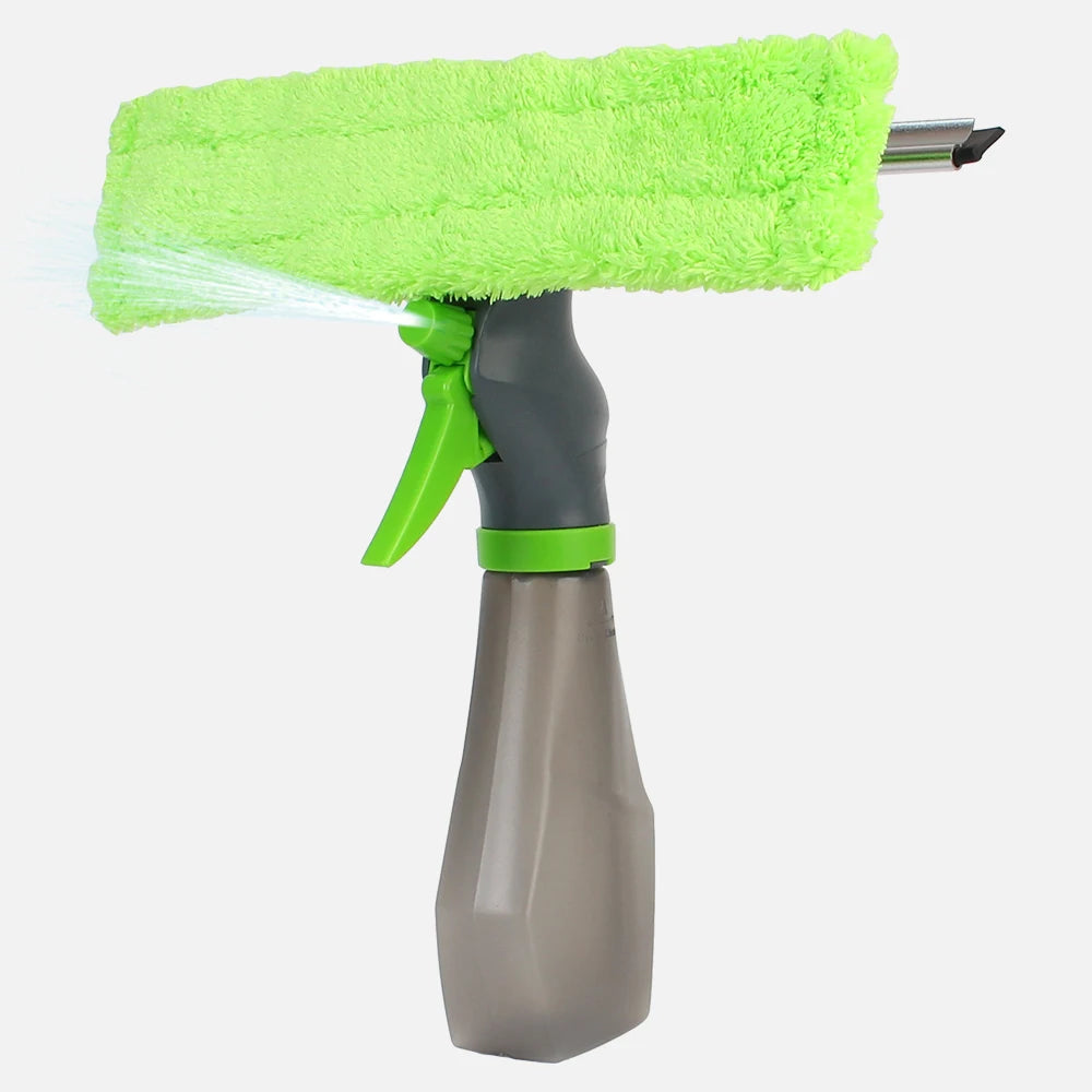 Spray Scraper Brush Water Spray Window Cleaner Glass Scraping Wiper Microfiber Cloth Pad Kit Household Cleaning Tool 3 in 1