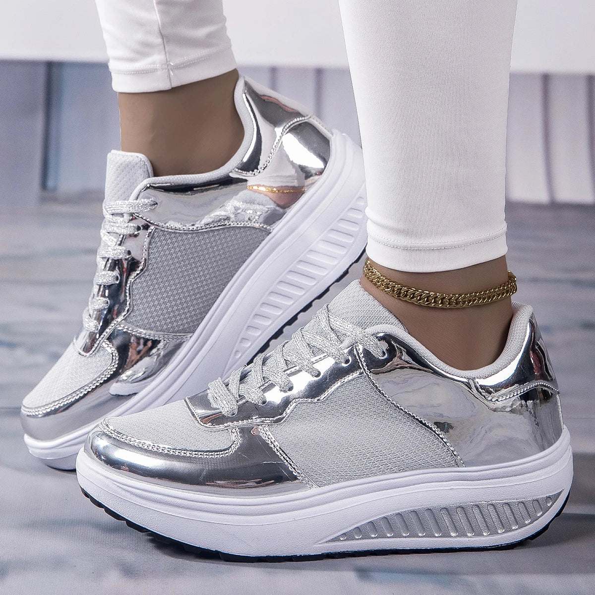 Women's Shoes Flat Anti Slip Outdoor Walking Shoes for Women Sneakers Womens Wedge Sneakers Casual Thick-soled Vulcanized Shoes