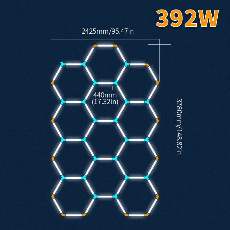 Lampă de tavan hexagonală pentru frizerie, garaj auto, tub LED 6500k, pentru sală de sport, bar, salon de coafură, bibliotecă, atelier, reparații caroserie auto