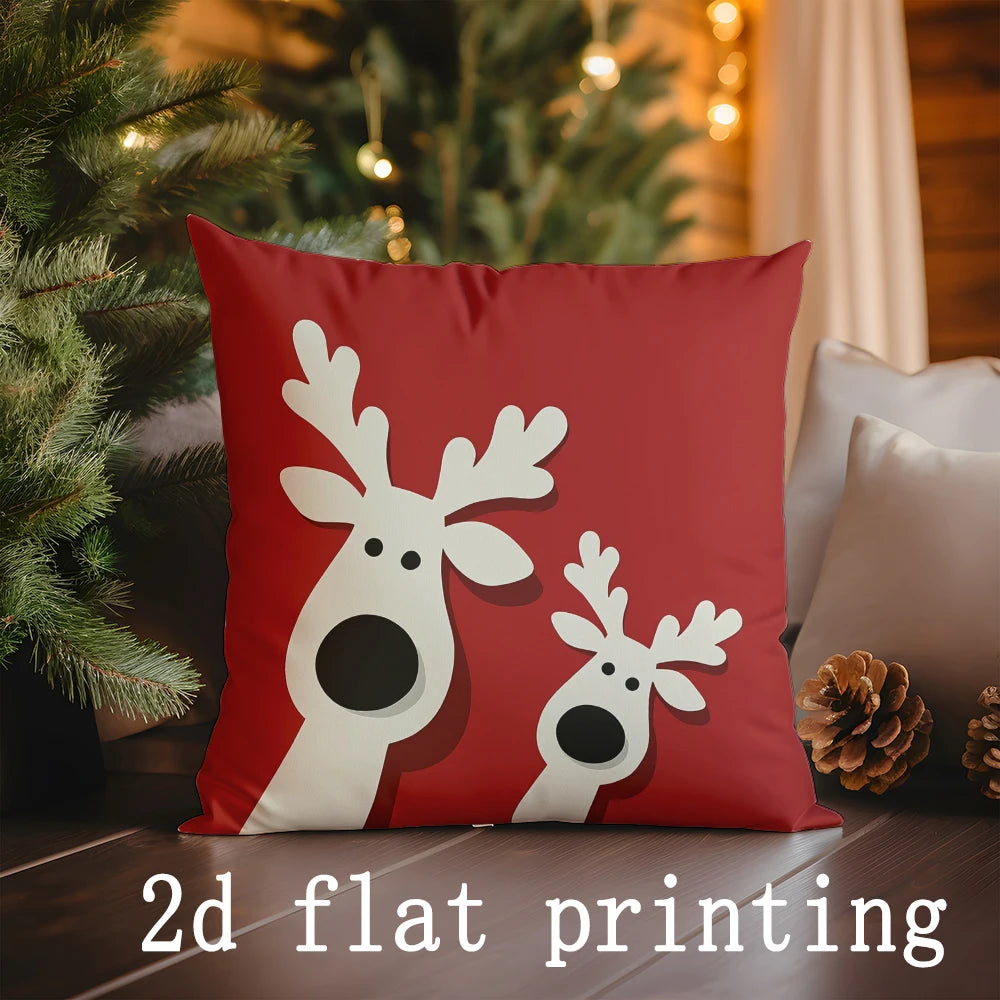 Home Decor Christmas Red & White Pillow Covers Suitable For Sofa Bedroom Car Pillow Cover Cushion Rectangular Back Cushion