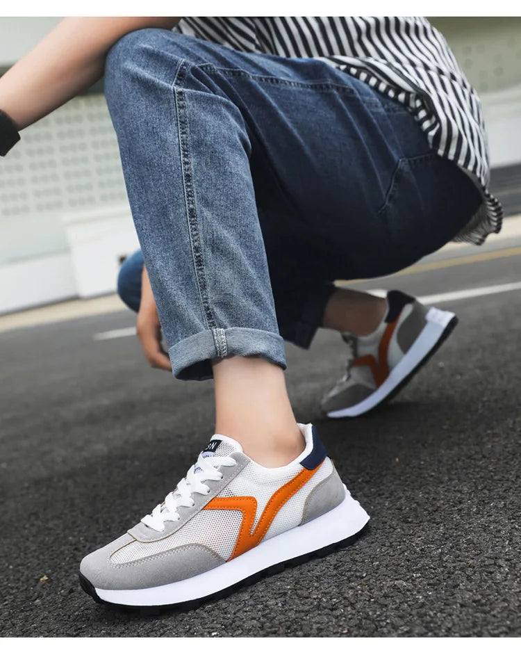 New Women's Sneakers Fashion Breathable Unisex Casual Shoes Lightweight Lace-Up Running Shoes Outdoor Platform Tennis Shoes Male
