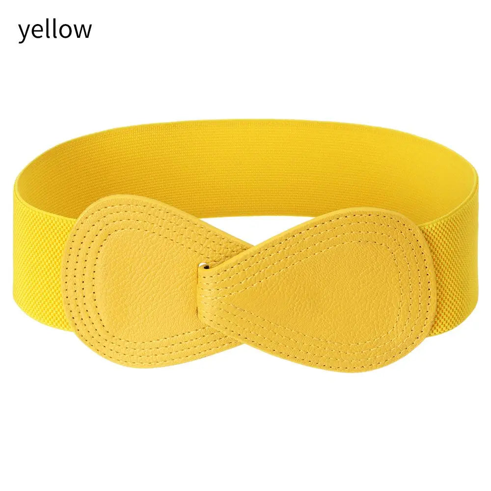 Women Fashion Wide Elastic Belt Metal Buckle Cinch Waistband Ladies Dress Waist Band Fashion Accessory