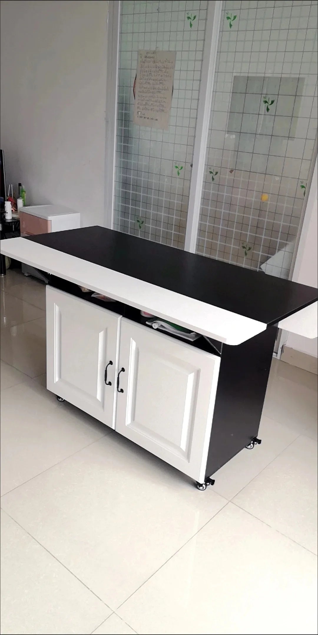 Modern Klappbar Esstisch Mit Aufbewahrung Regale Beweglich Küche Insel Schrank Massivholz Spanplatte Für Kleine Räume