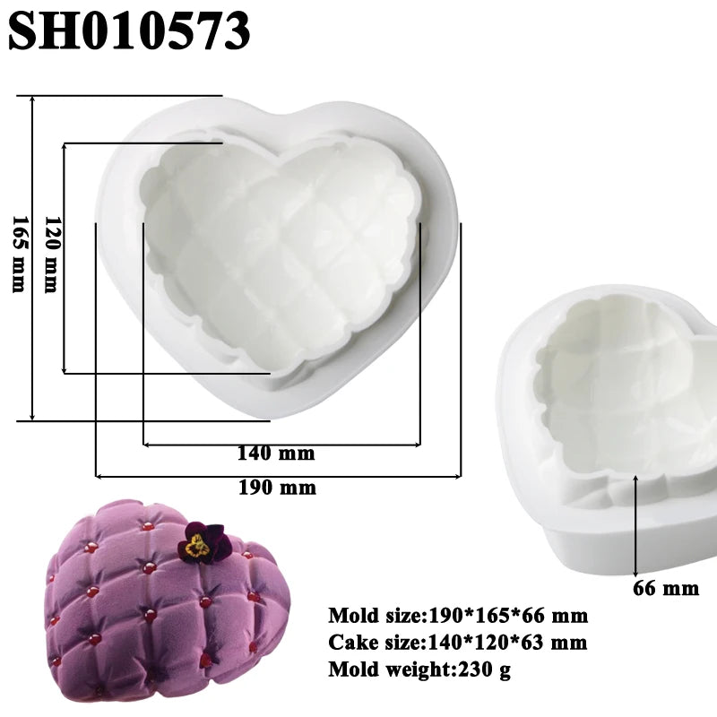 Romantic Heart or Rose Design Silicone Cake Molds Valentine's Day Mousse Cake Mold Kitchen Bakeware Dessert Decorating Tools