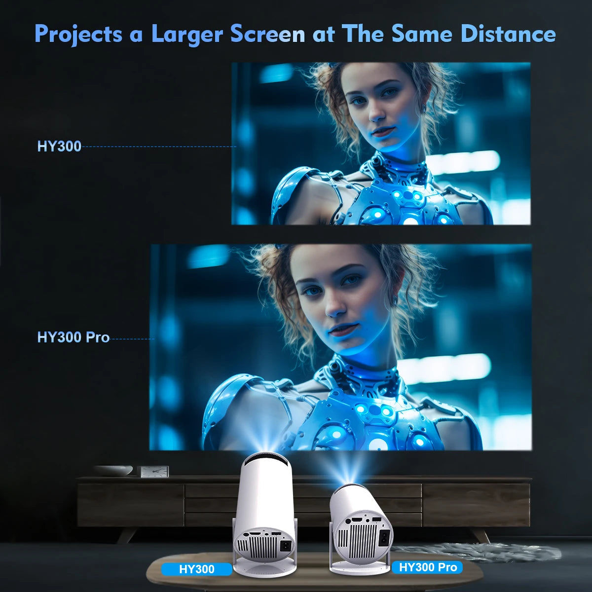 Proiector Magcubic HY300 Pro 4K Android 11 Dual Wifi6 260ANSI Allwinner H713 BT5.0 1080P 1280*720P Proiector Home Cinema pentru exterior