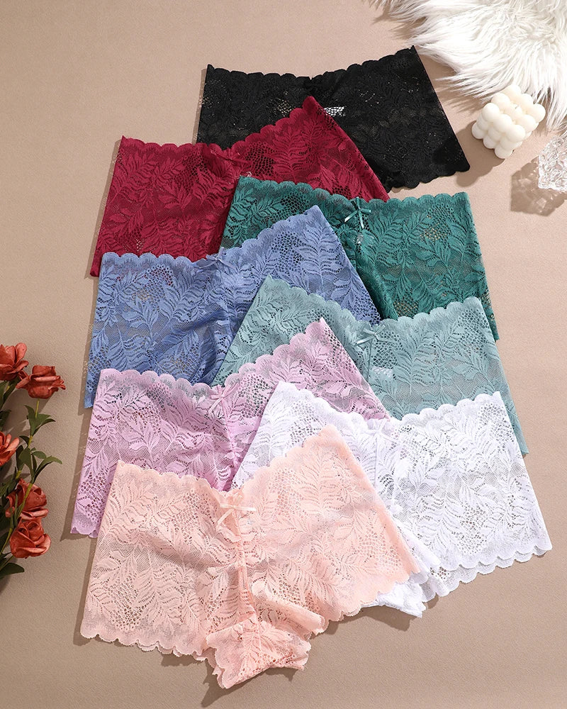 FINETOO 8Stk Frauen Blumen Spitze Höschen Hohe Taille Brief elegant Lingerie Höschen Brasilianische Unterhosen Femme Unterwäsche Bikini Intim