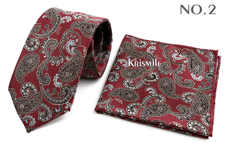 Novelty Paisley Tie Pocket Square Set For Men Skinny Slim 6cm Necktie Fit Business Wedding Party Stage Host Daily Wear Accessory