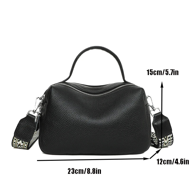 HebeiChoice Vintage Boston Echtes Leder - 2L 25x18 cm