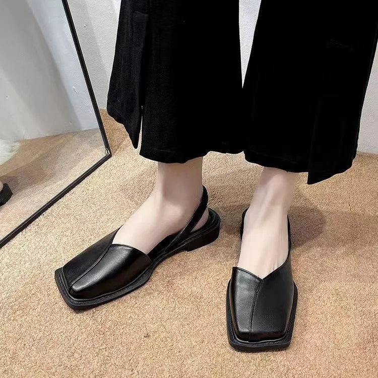 Women Sandals Elegant Square Toe Flat Shoes for Women Fashion Low Heels Sandals Brand Designer Women Party Shoes Sandalias Mujer