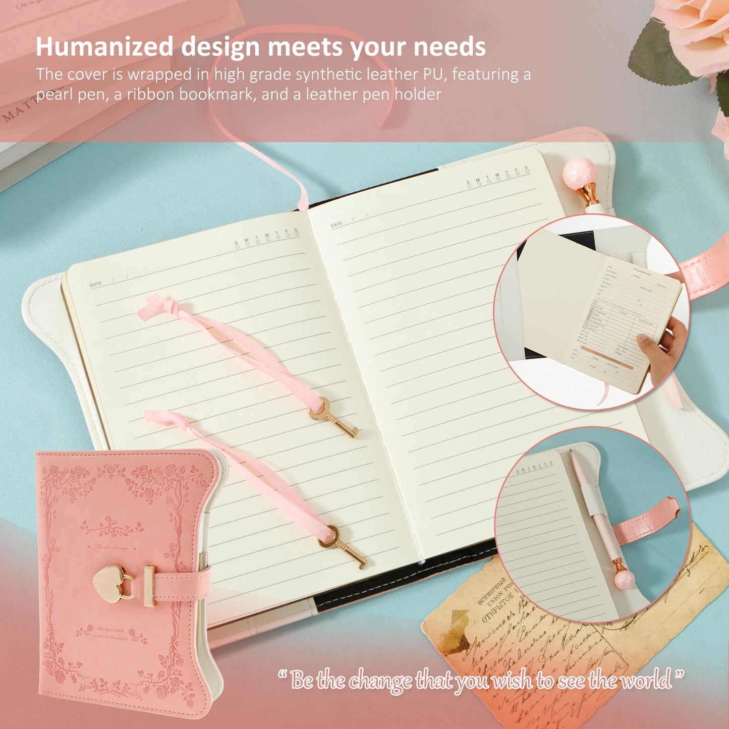 B6 360 Pages PU Leather Book with Lock Diary Thickened Creative Hand Ledger Student Notepad Stationery Notebook Binder Journal