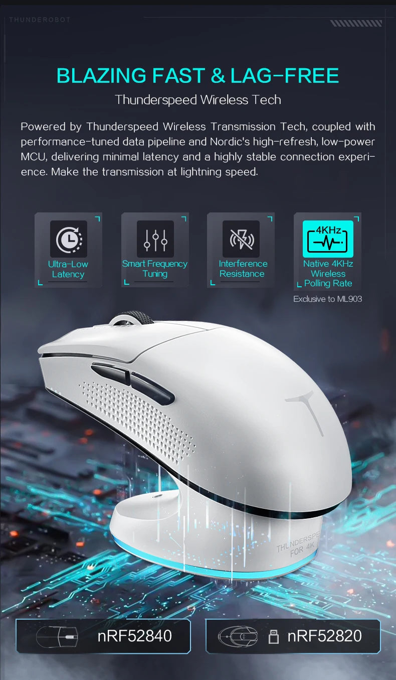 Thunderobot ML903 TriMode Gaming-Maus - 26.000 DPI, 65g