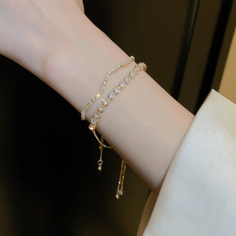 Wellen Geometrie Verstellbar Armband Bangle Luxus Mode Strass Kristall Armbänder Frauen Hochzeit Handgelenkband Schmuck