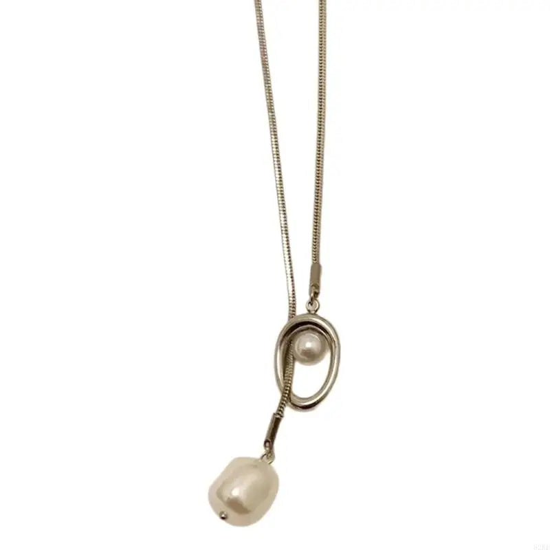 62KE Geometrisch Barock Perlenanhänger - Kette 45cm Metall