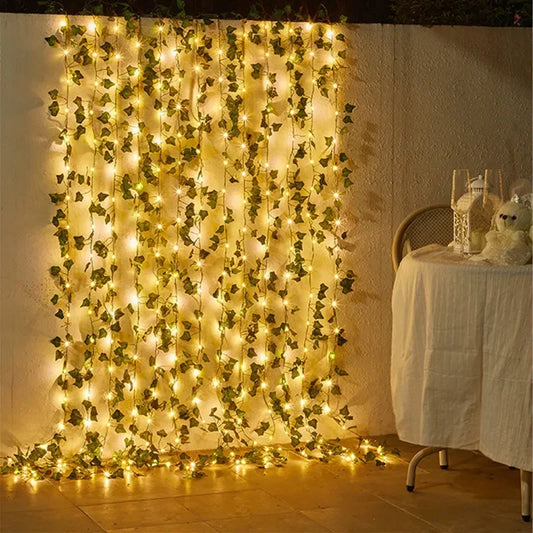 Flower Green Leaf String Lights Artificial Vine Fairy Lights Battery Powered Christmas Tree Garland Light for Weeding Home Decor - Golden Bridge Store
