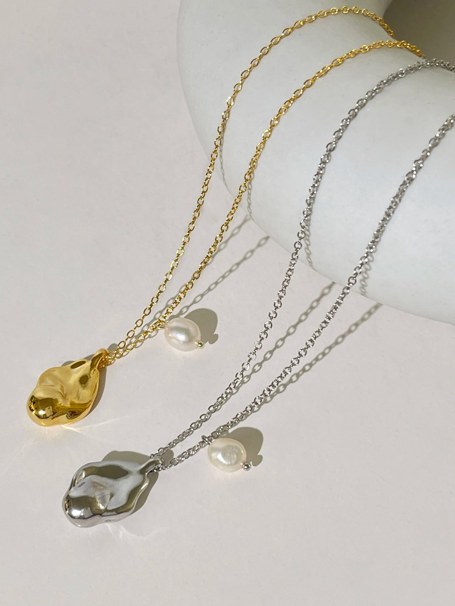 Peri'sbox Gold Silver Plated Baroque Pendant Necklace with Natural Freshwater Pearl Irregular Teardrop Necklaces Great Gift Idea