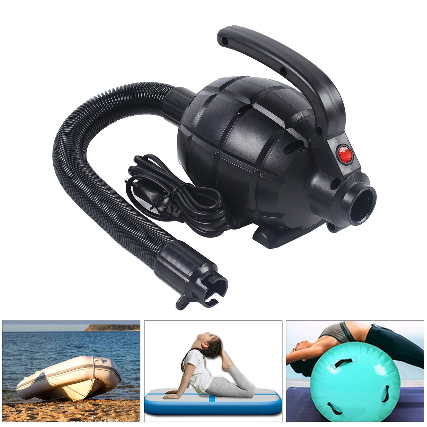 Elektrische Luftpumpe 600W - Aufblasbare Luftmatratze Pumpe Tragbar für Gymnastik Pool Spielzeug Floß
