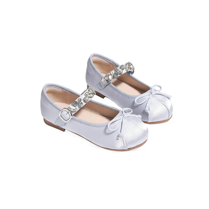 Kinder Prinzessin Schuhe 2025 - Modische Wasser Strass Mädchen Kleine Leder Schuhe - Frühling Neu Weiche Sohle Einzelschuhe 4-6J