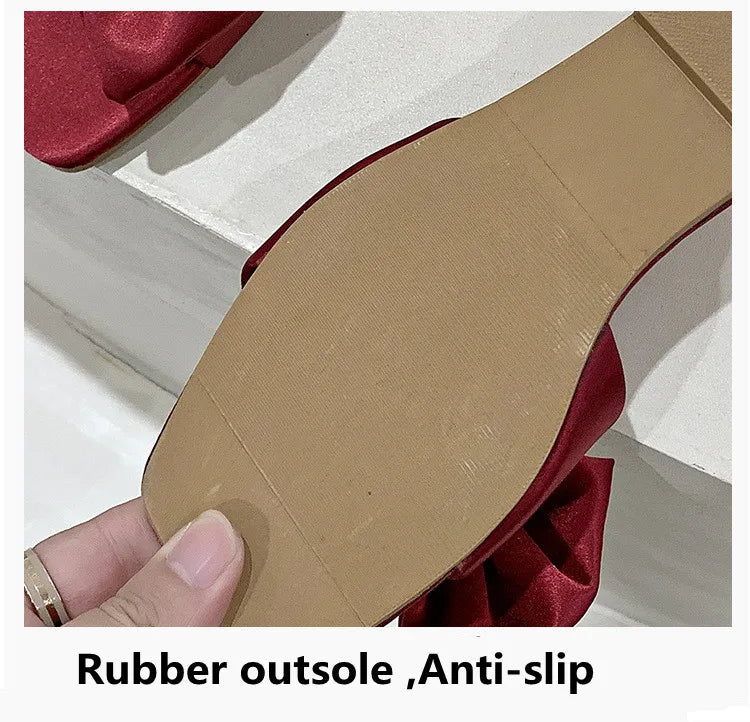 Women Beach Slippers 2024 Summer Flat Shoes Woman Slip On Slides Silk Style Female Slip On Sandals Girls Indoor Outdoor Slippers