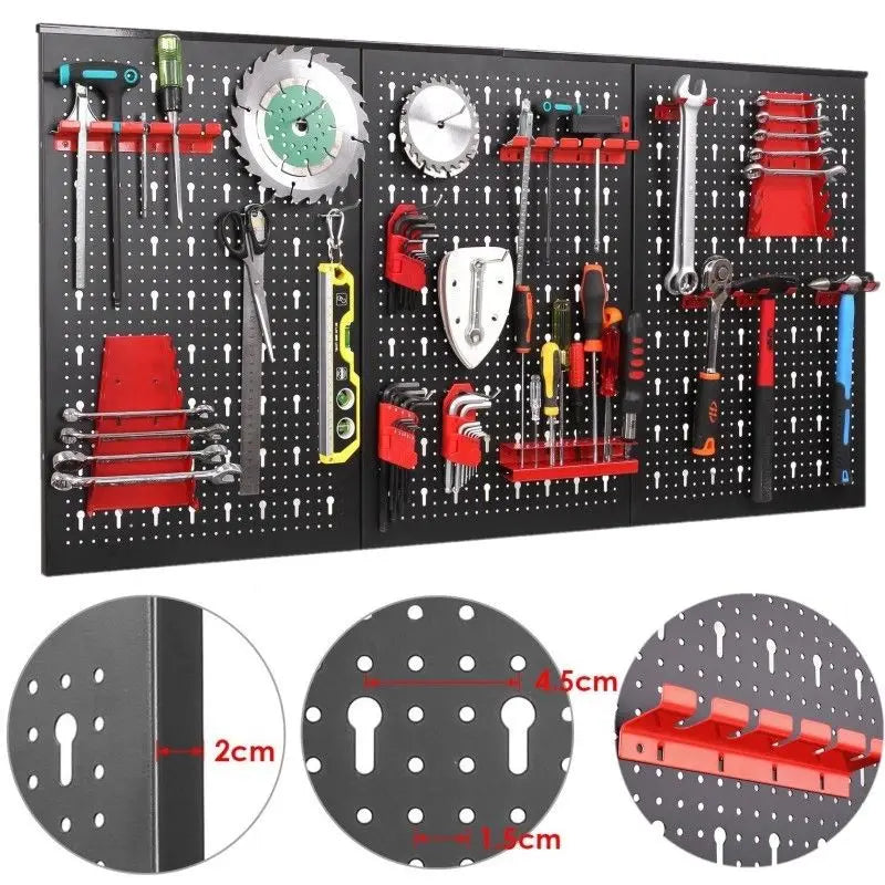 117x55cm Metall Pegboard Wall Organizer, Haken 17PCS Kit, Garage Storage Bins, Panel Tool Organizer Pegboard Wall Control