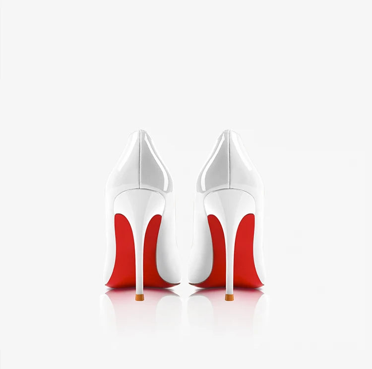 elegant woman heeled shoes 2024 trend luxury Brand Women High Heels Red Shiny Bottoms shallow Pumps Pointed Toe elegant Women 12cm