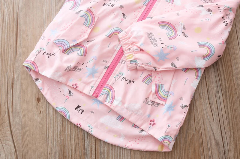 Jachetă pentru copii 2025: Curcubeu-Unicorn cu glugă și fermoar - Colecția de îmbrăcăminte pentru copii