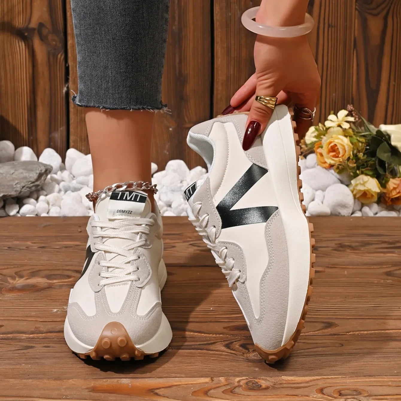Meilecheng Damen Sneakers Bequem - Rutschfest PU Innensohle