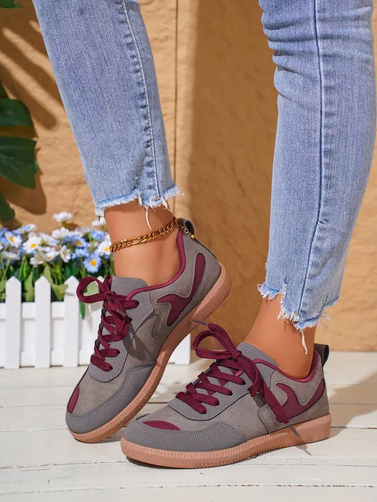 Sneakers Women Fashion Platform Casual Single Shoes Breathable Flat Bottom Lace Up Lightweight Sneakers Shoes Zapatos De Mujer
