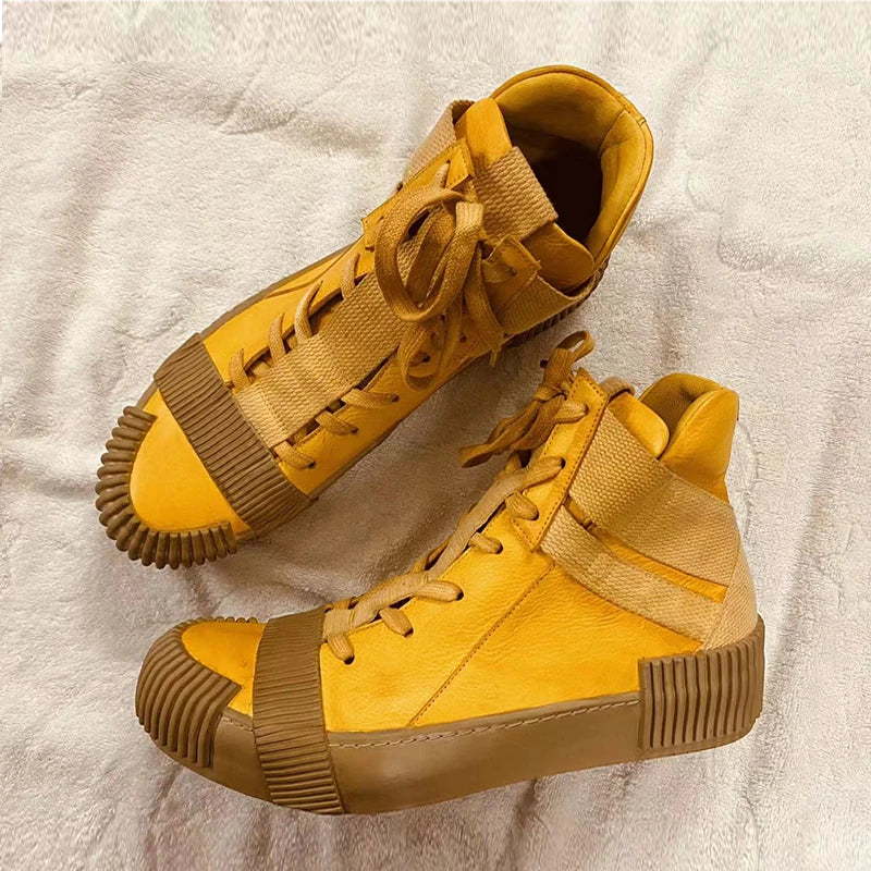 Ghete Black Street Original Design Goodyear Patchwork - Parte superioară din piele, talpă din cauciuc, mărimi 40–46