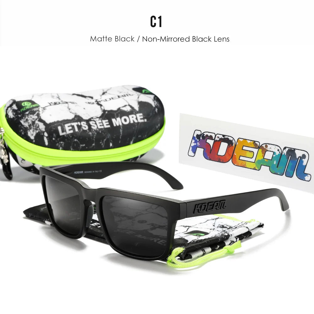 Ochelari de soare polarizați KDEAM pentru bărbați, ochelari de soare pătrați, casual, în aer liber, ochelari de soare unisex pentru femei, pentru cupluri, cu ambalaj nou