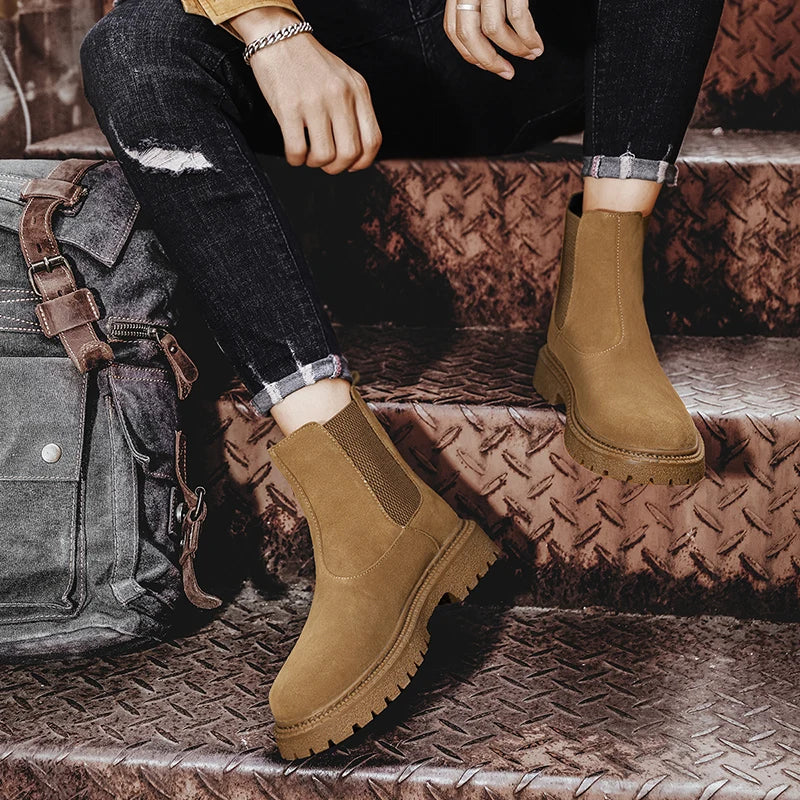 YeinshaarsCN HighTop Leder Stiefeletten Vielseitige - Knöchelhoch, Leder, Reißverschluss