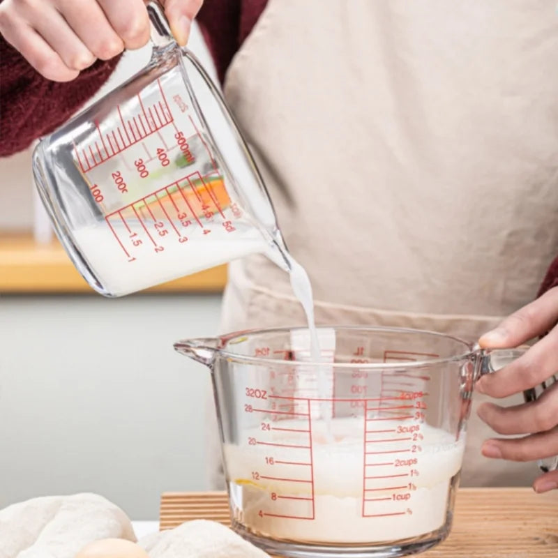 KüchenPro Messbecher Glas - 500ml 1000ml Mikrowellenfest