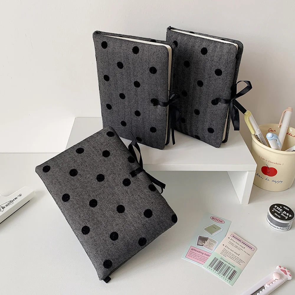 Ins Style Soft Cover Notebook Black Polka Dot Soft Foam Notebook Minimalist Handbook Journal Book Lanyard Notebook