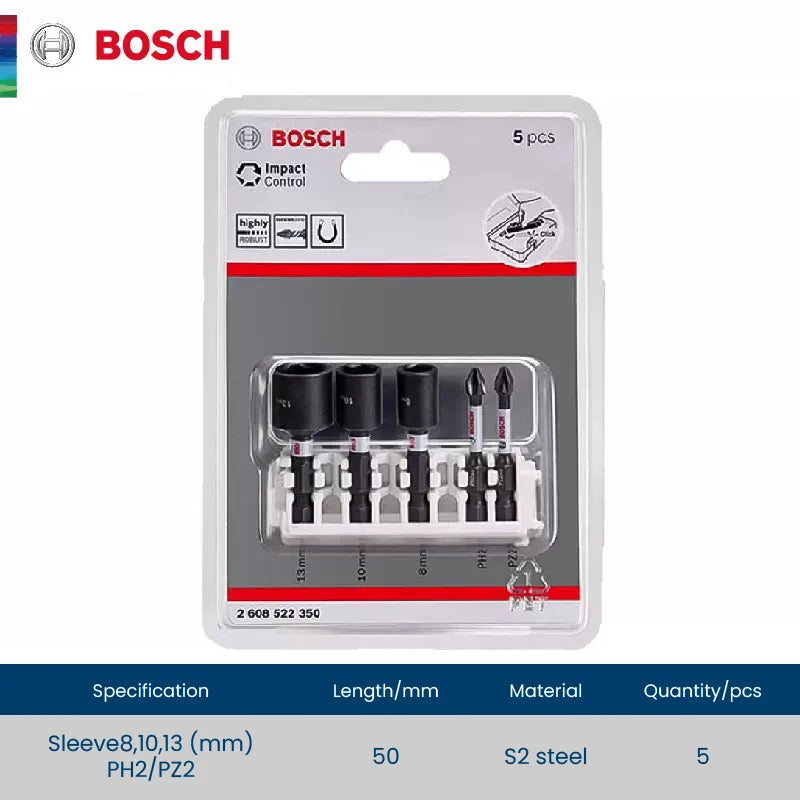 Bosch Resistant Impact Bits for Screwdriver Drill Accessories S2 Steel Metal Drills Bit Set for Bosch GDR/GDX Series Power Tools