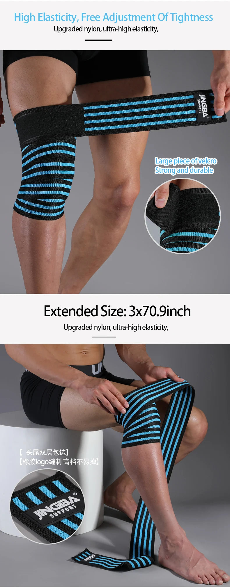 Kniebandagen 2025: JASONTUTU 1 PC Knee Wraps Men Fitness Weight Lifting - Elastic Bandage Compression Knee Support Sports Strap Protector Bands Pad Collection