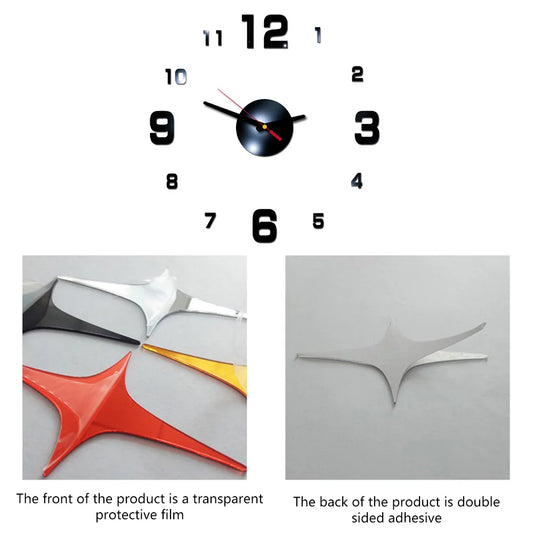 Nowoczesny zegar ścienny 3D DIY, cichy zegar ścienny, akrylowe naklejki lustrzane do sypialni, zegar nocny, łatwy montaż