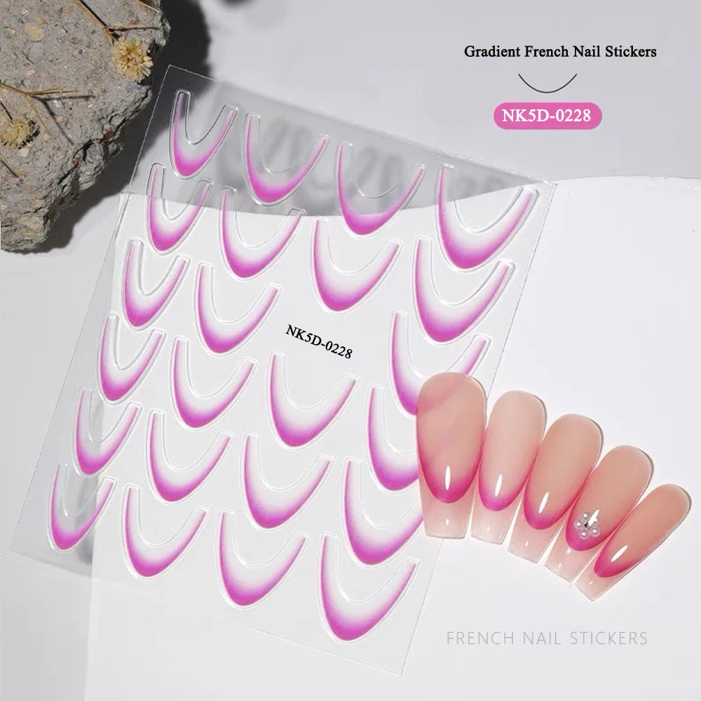 Set de autocolante MAFANAILS cu gradient francez - 14 piese 5D