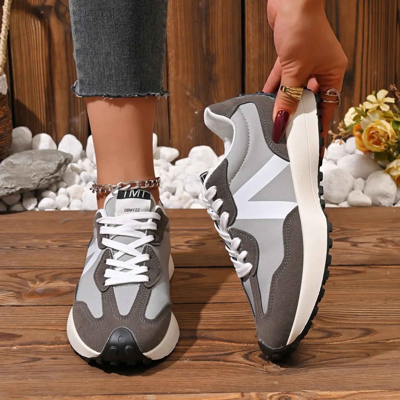 Meilecheng Damen Sneakers Bequem - Rutschfest PU Innensohle
