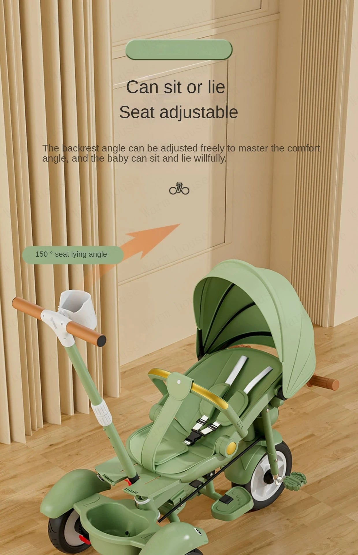 Neues Kindertrikot, Recliner und Sitzender Foldable Portable Stroller, 1-6 Jahre Alt Multifunktionales Kinderfahrrad