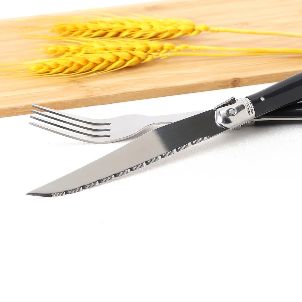 Besteck-Set 2025: Jaswehome 3/4/5pcs Stainless Steak Knife Butter Knife Fork - Soup Tea Spoon Ergonomic Black Flatware Western-Style Tableware Collection