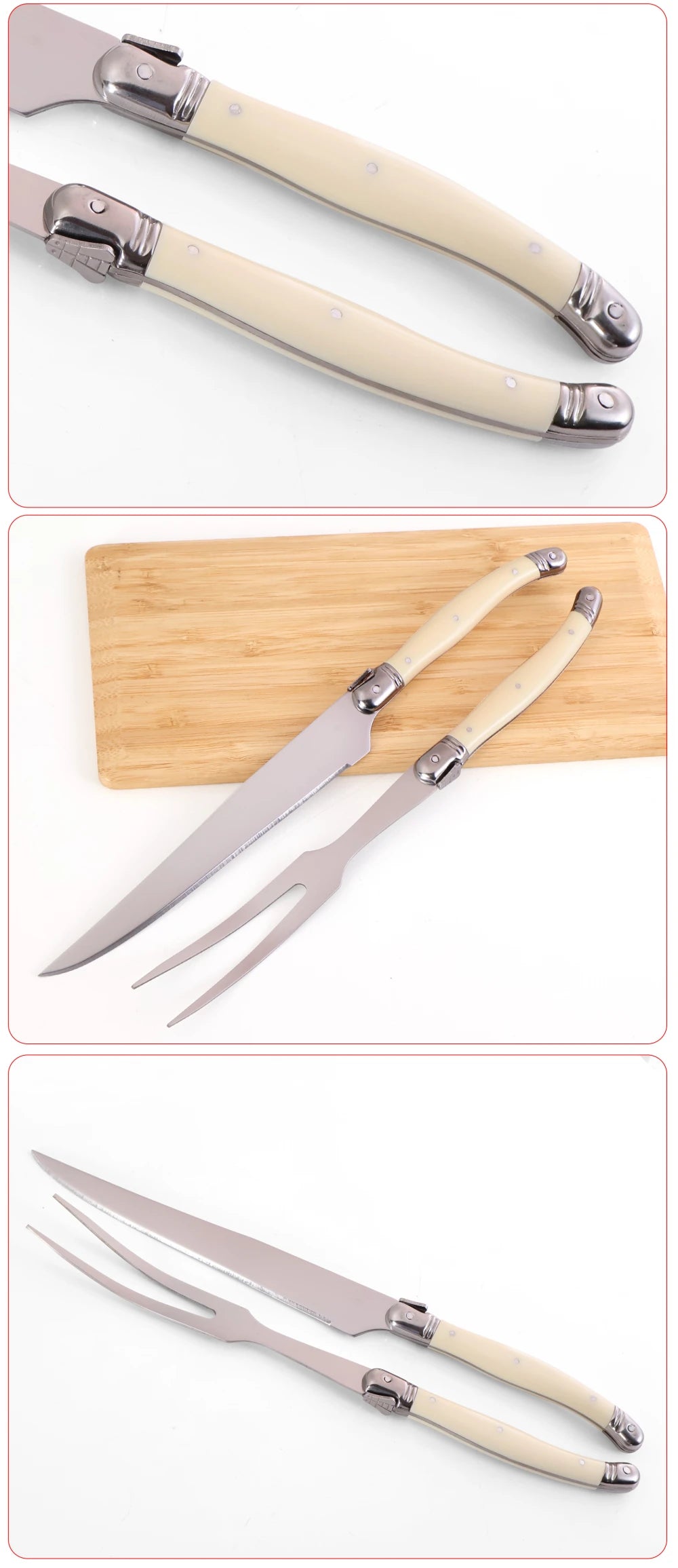 Stainless Steel Carving Knife Fork Set BBQ Slicing Grill Vegetable Tools Salad Serving Tools Turkey Knife Steak Roast Meat Fork