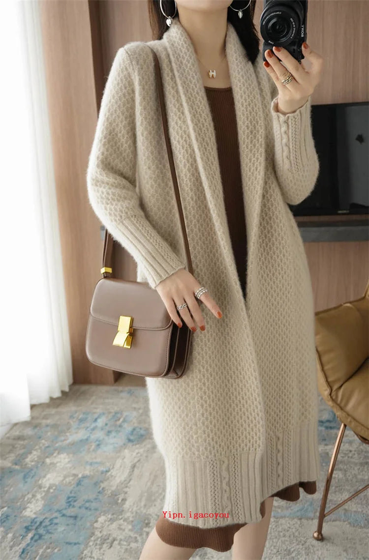 Yipn.igacoyou Cardigan Strickjacke Locker - Länge 66 cm Größe S-XL